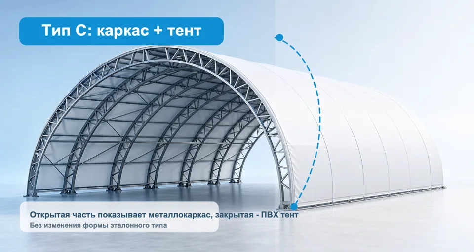 Тип C — арка от основания: Каркас и оболочка — иллюстрация